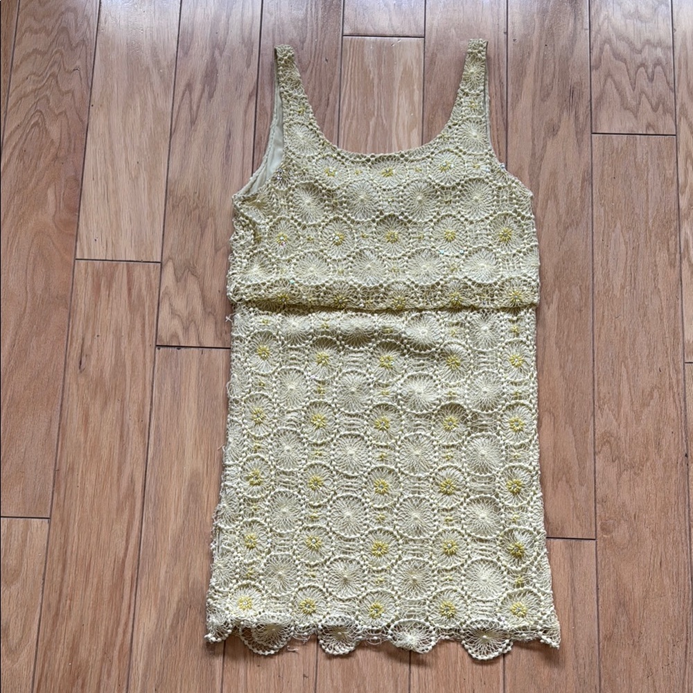 Alice + Olivia Yellow Embellished Dress M